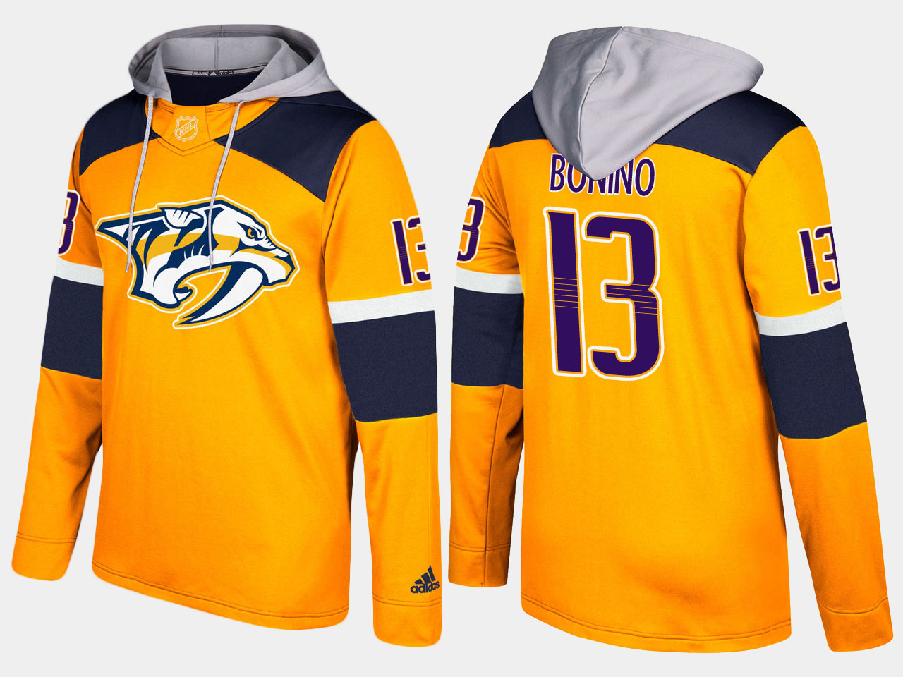 Men NHL Nashville predators #13 nick bonino yellow hoodie->nashville predators->NHL Jersey